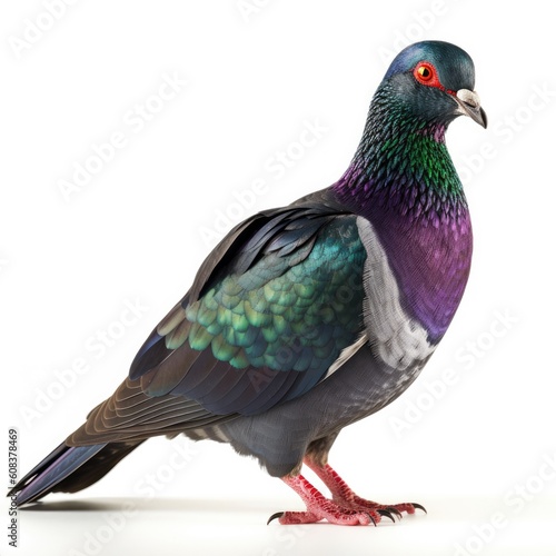 Domestic Pigeon bird isolated on white background. Generative AI