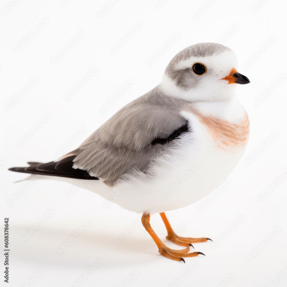 Fototapeta premium Piping Plover bird isolated on white background. Generative AI