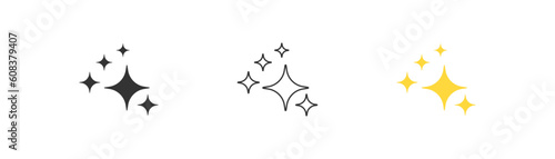 Star icon on light background. Clean symbol. Sparkle, night, clear, shine. Outline, flat and colored style. Flat design. Vector illustration