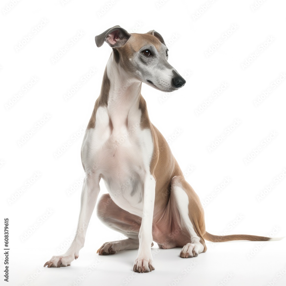 Greyhound dog isolated on white background. Generative AI