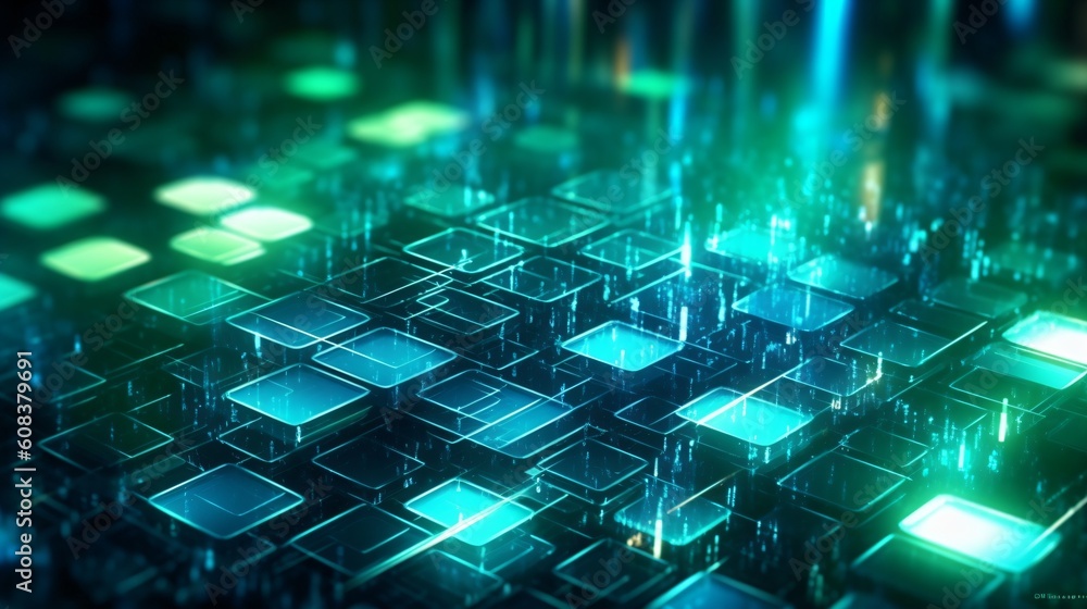Obraz premium Abstract futuristic computer digital neon design wallpaper. Generative AI