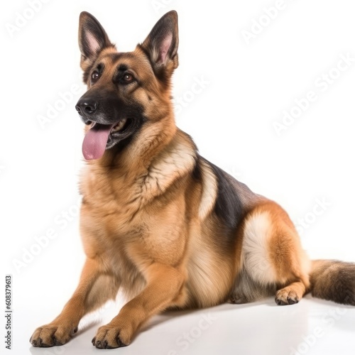 German Shepherd Dog dog isolated on white background. Generative AI