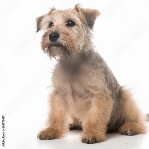 Glen of Imaal Terrier dog isolated on white background. Generative AI