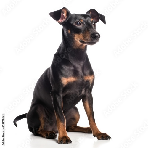Manchester Terrier dog isolated on white background. Generative AI