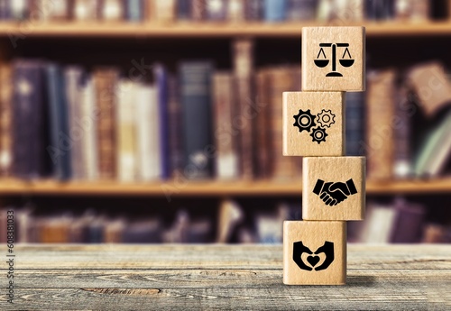 Business concept. Set of wooden cubes photo