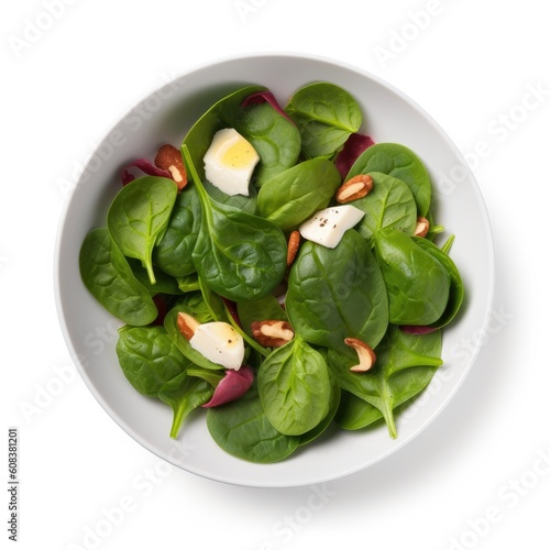 Spinach Salad isolated on white background. Generative AI