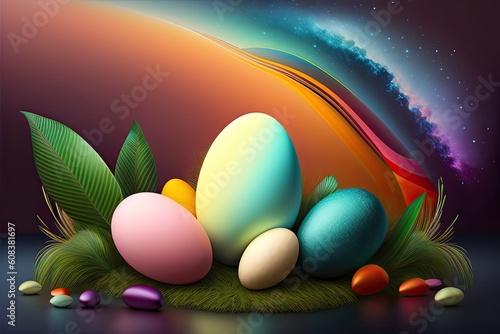 Easter Holiday Background Illustration. Generative AI