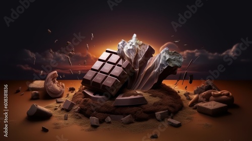 World Chocolate Day illustration with chocolate. Generative AI