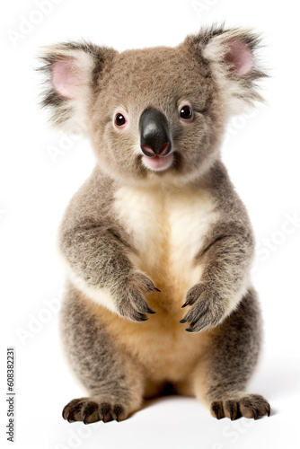 A koala bear standing on its hind legs. Generative AI.