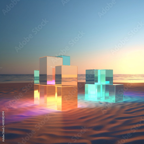 3D Render of a building on the beach