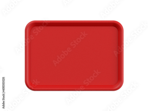 Empty red plastic tray. Isolated. Transparent background. 3d illustration.