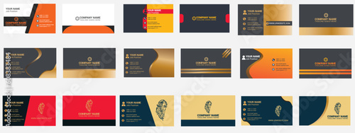 Collection of double sided business card vector templates. Stationery design vector set