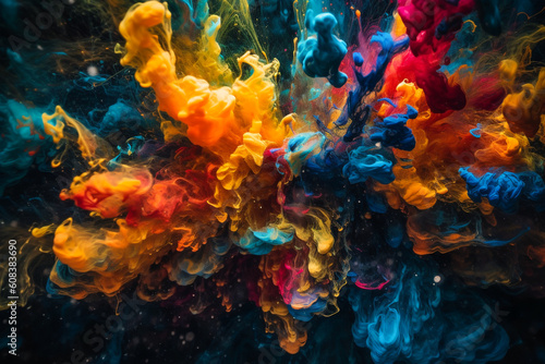 Colorful abstract art created with paint and water. AI Generated © EwaStudio