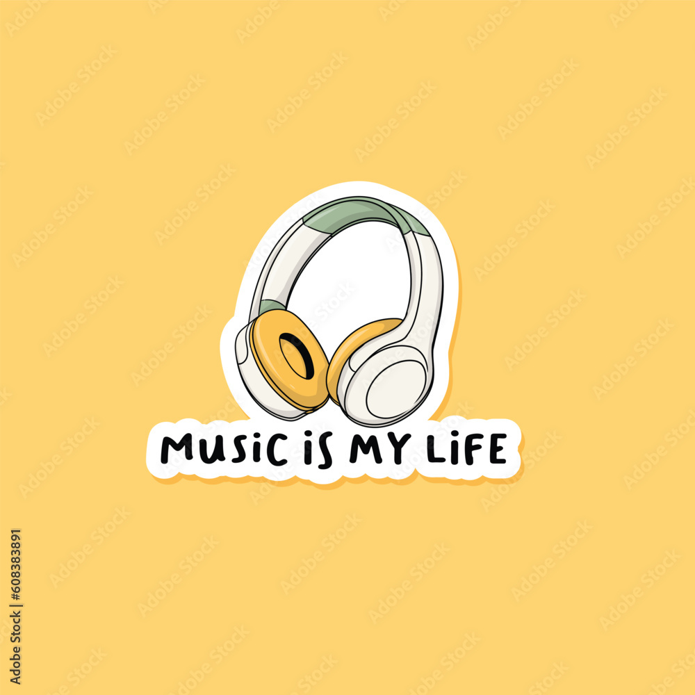 Obraz premium Colorful hand drawn headphones stickers
