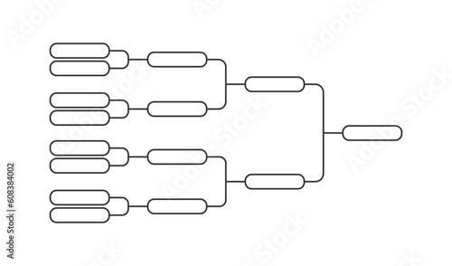 8 team tournament bracket. Black line championship template. Vector isolated illustration