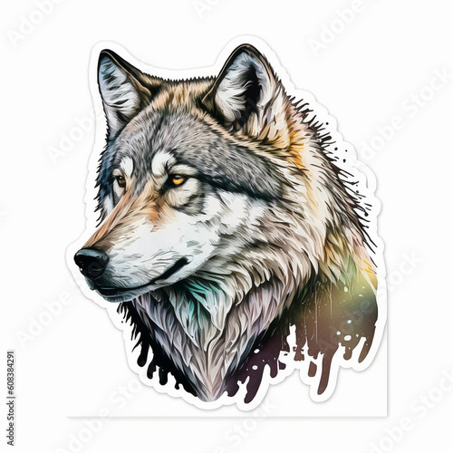 Wallpaper Mural Striking Wolf Sticker with Wilderness Vibes and Vibrant Background, Generative AI Torontodigital.ca