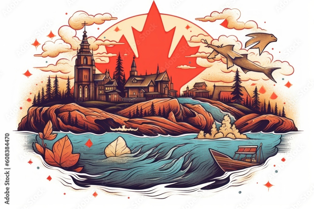 Canada Day illustration. Generative AI