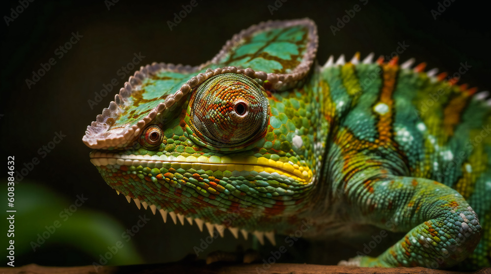 Fototapeta premium Colorful Chameleon. Generative AI