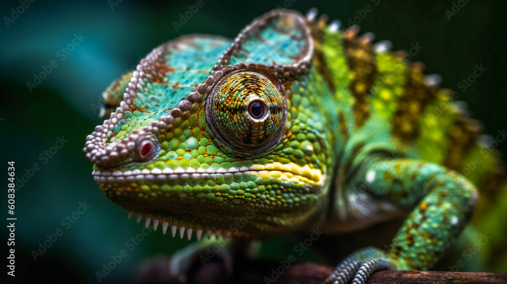 Fototapeta premium Colorful Chameleon. Generative AI
