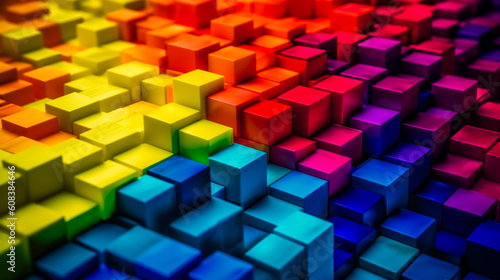 Colorful Blocks Abstract Background. AI Generated
