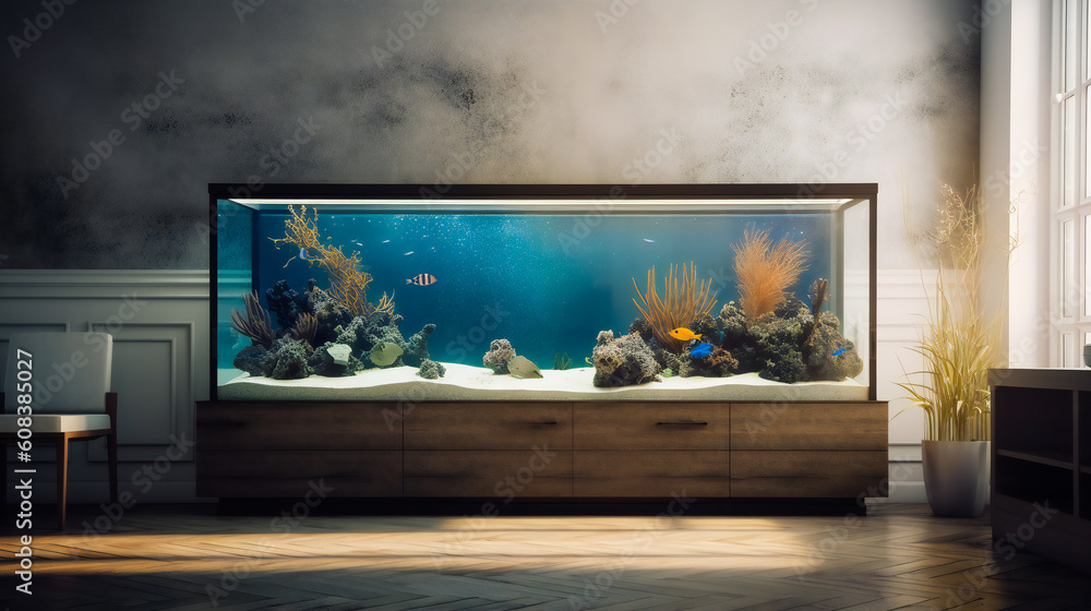 Fototapeta premium Grandiose Underwater World in Your Living Space. Elegant Underwater Paradise in Your Exclusive Home. AI Generated....