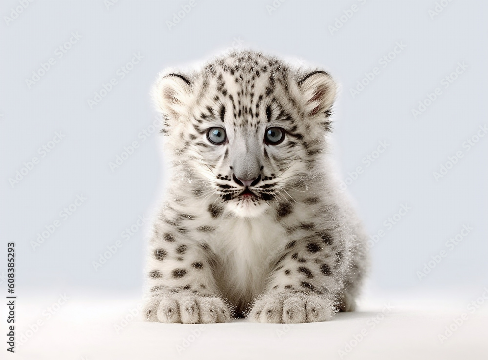 Naklejka premium snow leopard isolated on white