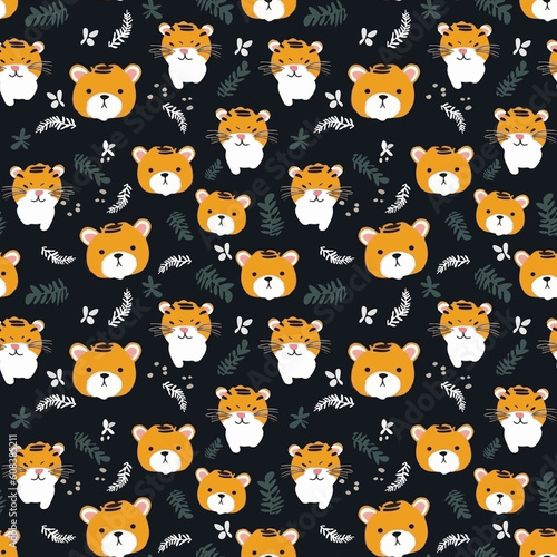 Cute baby tiger seamless patterns  minimal style 
