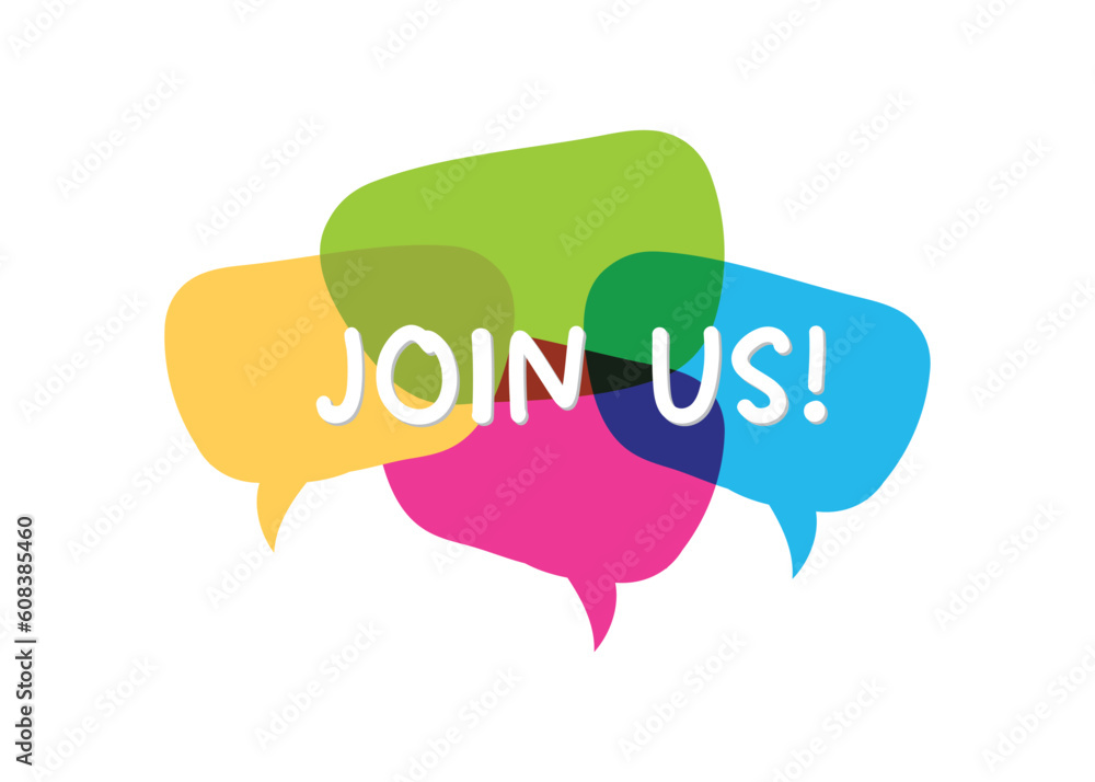 Join us. Modern calligraphy. JOIN US on speech bubble Join us. Modern calligraphy. JOIN US on speech bubble