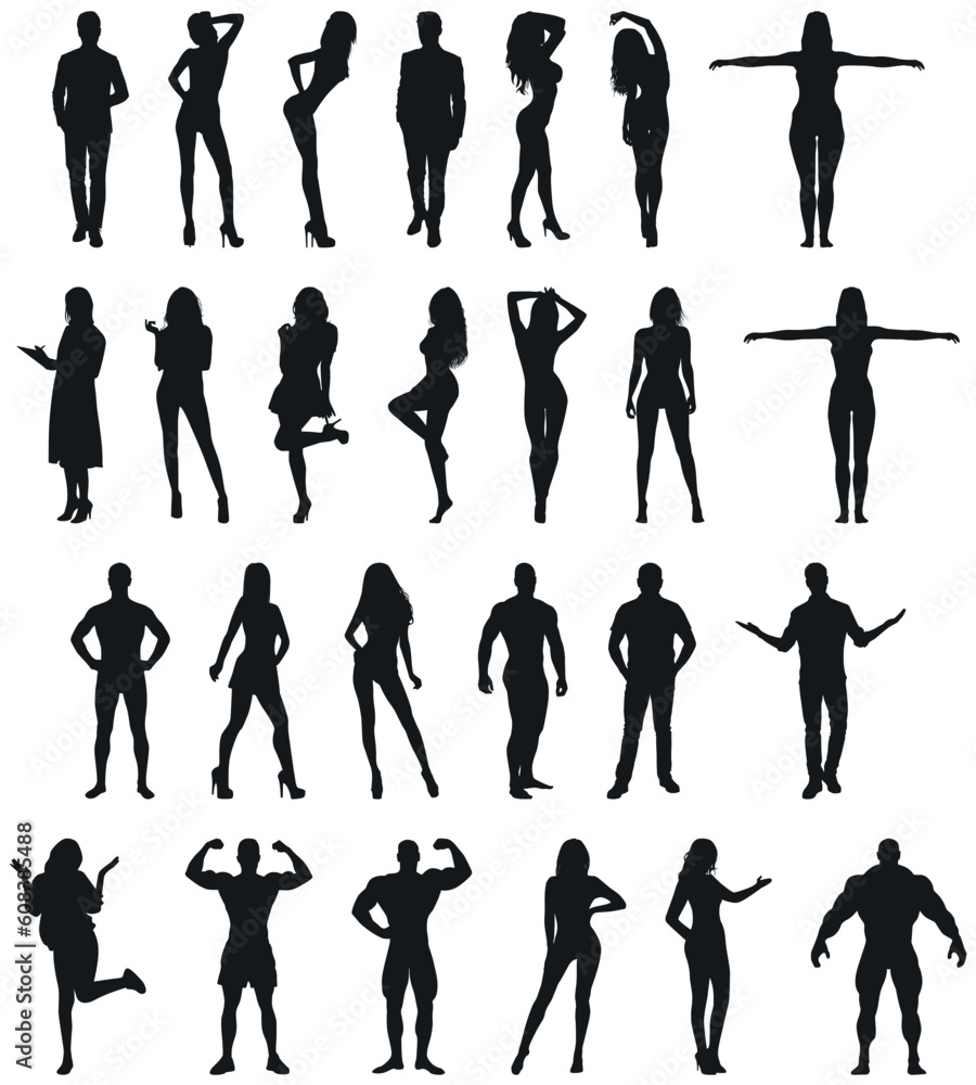 Fototapeta premium Human woman and man body icon line vector for web and applications