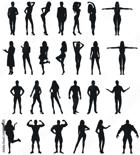 Human woman and man body icon line vector for web and applications