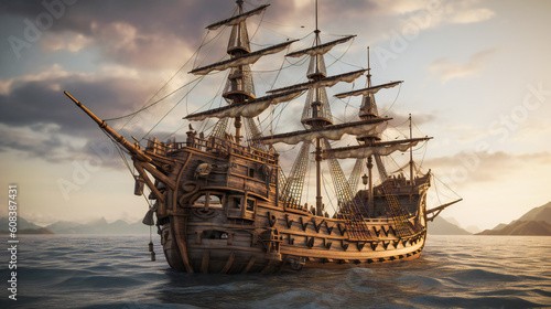 Pirate ship. AI Generated