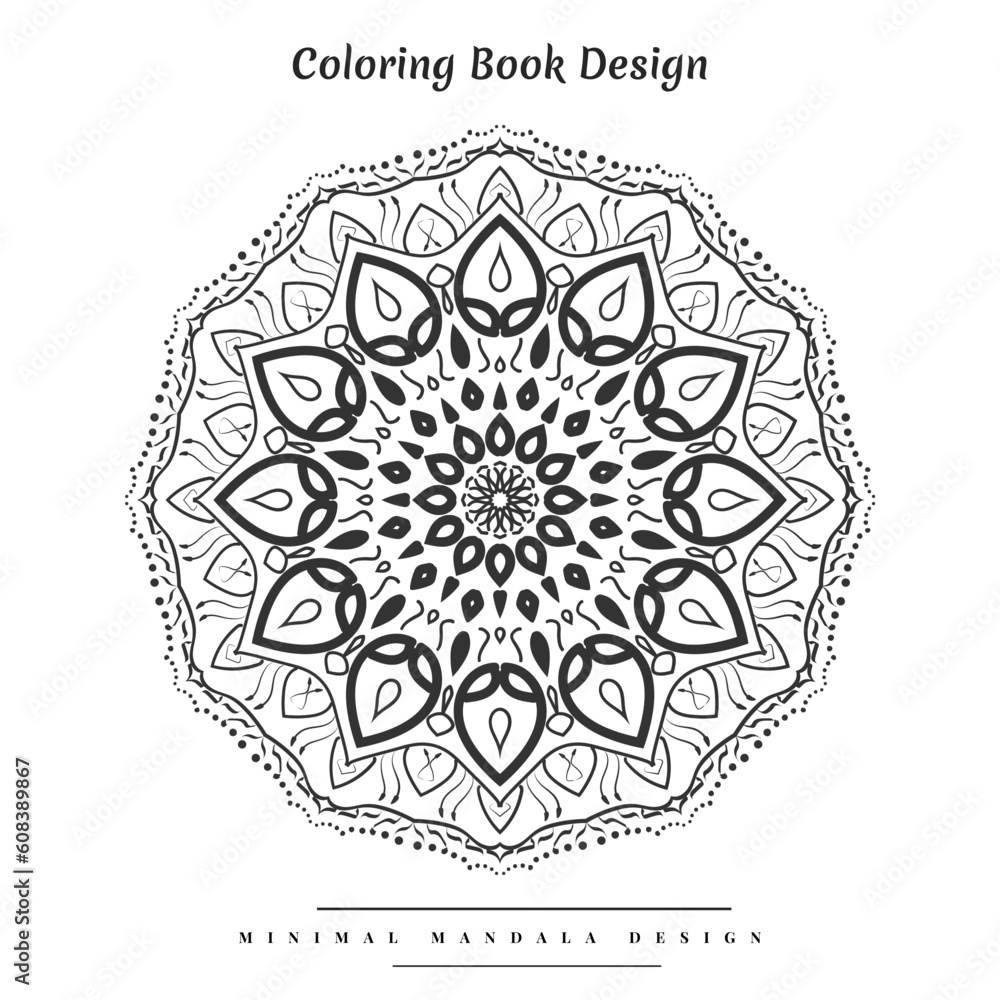 Moderncreative arabesque mandala coloring book design in black and white color