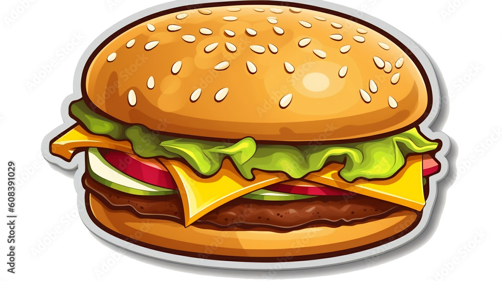 Cartoon style hamburger AI generative Cartoon style hamburger AI generative