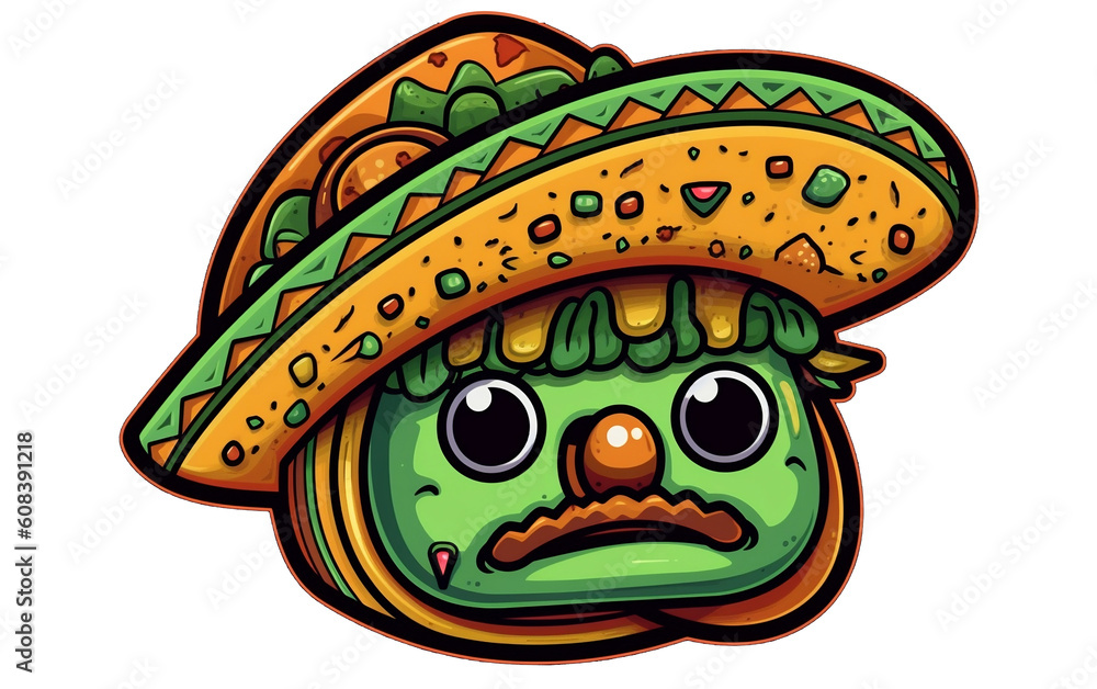 cartoon taco wearing a Mexican hat AI generative cartoon taco wearing a Mexican hat AI generative