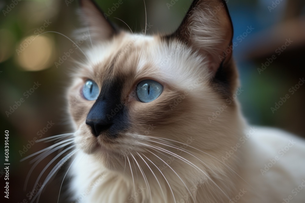 Portrait of a cute cat looking away. Balinese cat.Generative AI Portrait of a cute cat looking away. Balinese cat.Generative AI