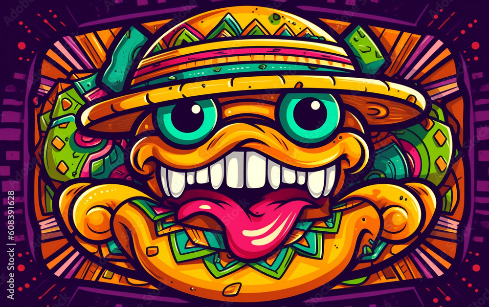  Cartoon taco wearing a Mexican hat background or wallpaper
