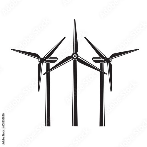 renewable energy icon with wind turbine isolated on white background