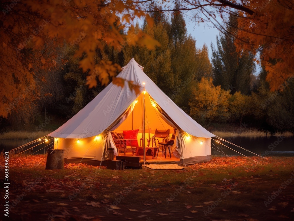 Glamping. Luxury glamorous camping. Glamping in the beautiful countryside.