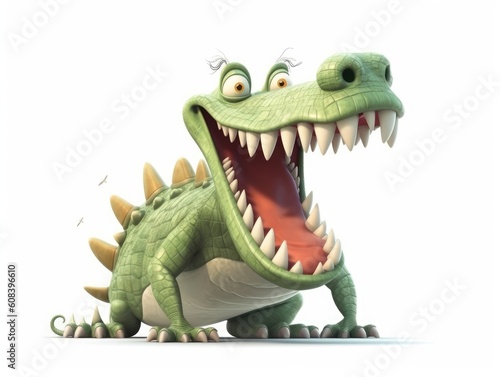 Crocodile in Cartoon Style on white background - generative AI © HandmadePictures