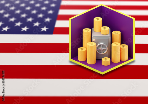 Safebox with money. USA fla...