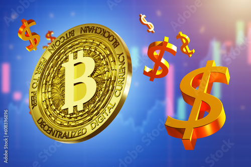 Bitcoin background. BTC gol...