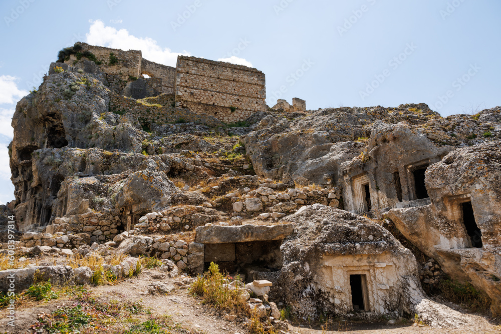 Spectacular View of Rock Tombs in Tlos, Turkey
