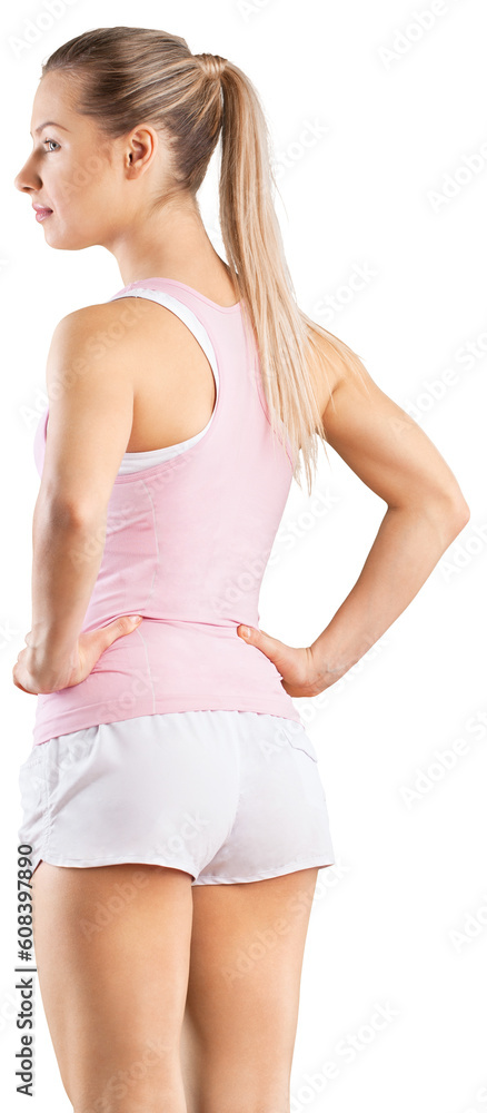 Portrait of young sporty woman isolated on white background Portrait of young sporty woman isolated on white background
