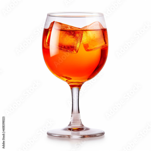 red cocktail drink in a glass with ice isolated on white background, ai generated