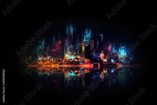 Abstract night light city. AI © Kateryna