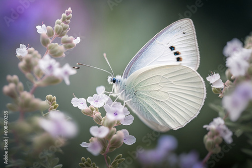 Schöner weißer Schmetterling auf einer Blumenblüte im Frühling Sommer, ai generativ © www.freund-foto.de