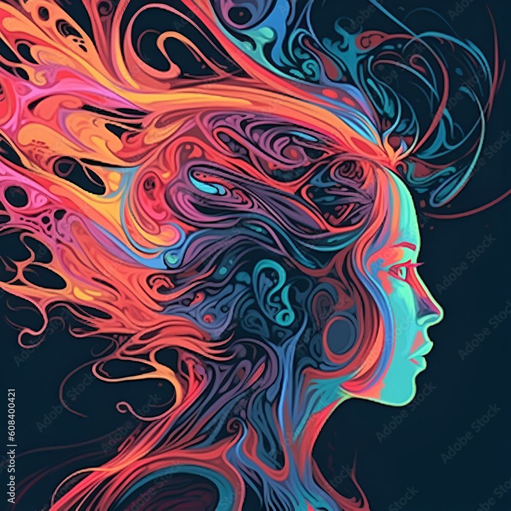 head with bright pulse lines. Mental health. Creativity. Creativity. World mental health day concept. generative AI head with bright pulse lines. Mental health. Creativity. Creativity. World mental health day concept. generative AI