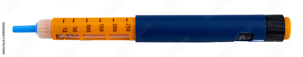 Φωτογραφία injector pen, insulin syringe pen, close up, on white background, isolated
