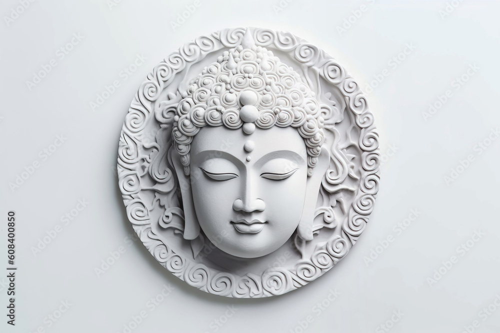 A Buddha statue against a bright background, generative AI A Buddha statue against a bright background, generative AI