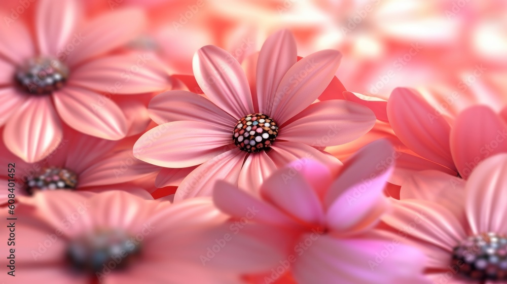 Pink and soft colors flowers abstract background with copy space. Generative AI.